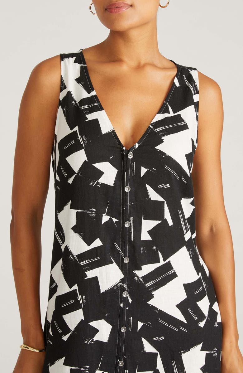 Universal Standard Islet Linen Blend Maxi Dress, Alternate, color, Ipanema Print In Black