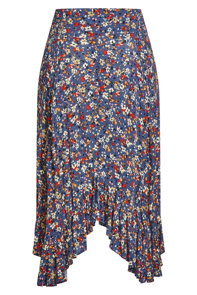 Floral Ruffle Skirt, Alternate, color, DENIM FLORAL
