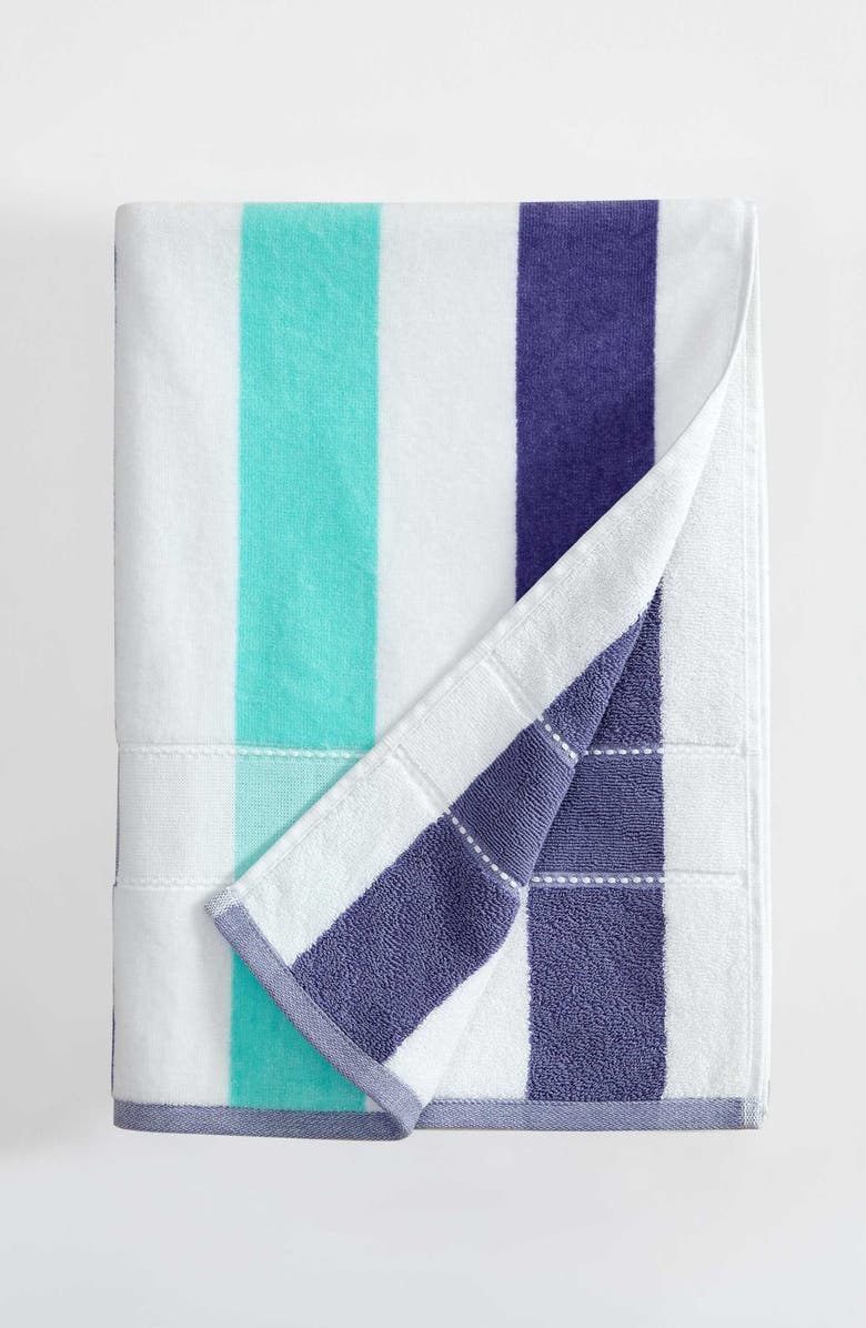Calvin Klein Color Pop Stripe Beach Towel, Alternate, color, Purple/Blue