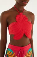FARM Rio 3D Shell Embroidered Halter Cover-Up Top