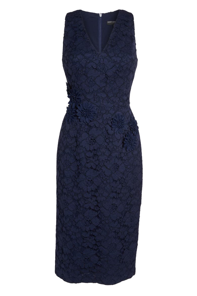 Appliqué Lace Sheath Dress, Alternate, color, NAVY