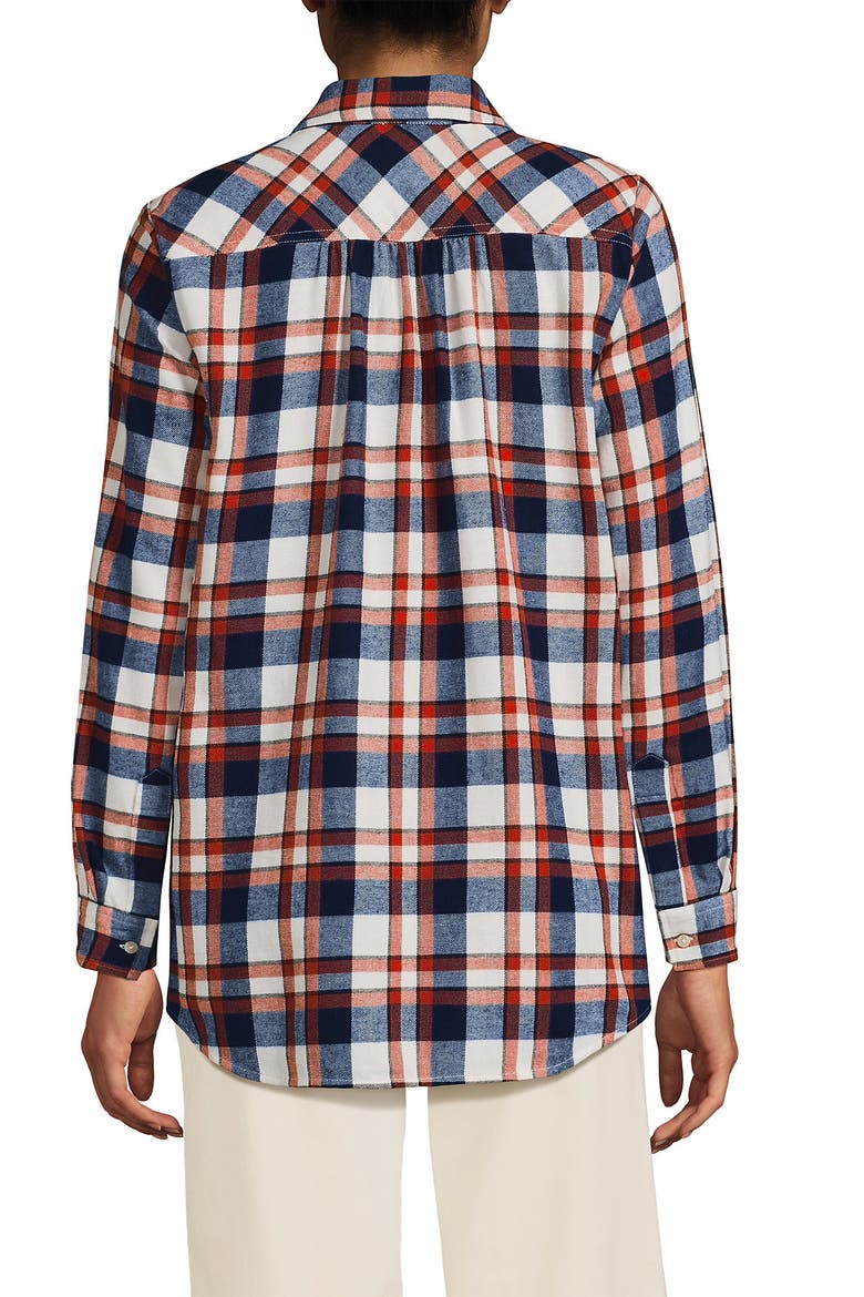 Flannel Boyfriend Fit Shirt, Alternate, color, Navy/Bourbon Plaid