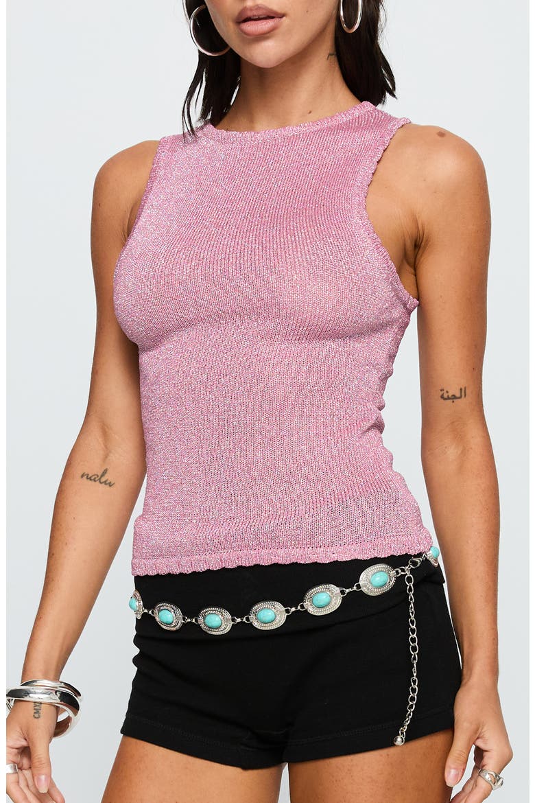 No Pretending Glitter Knit Tank, Main, color, PINK