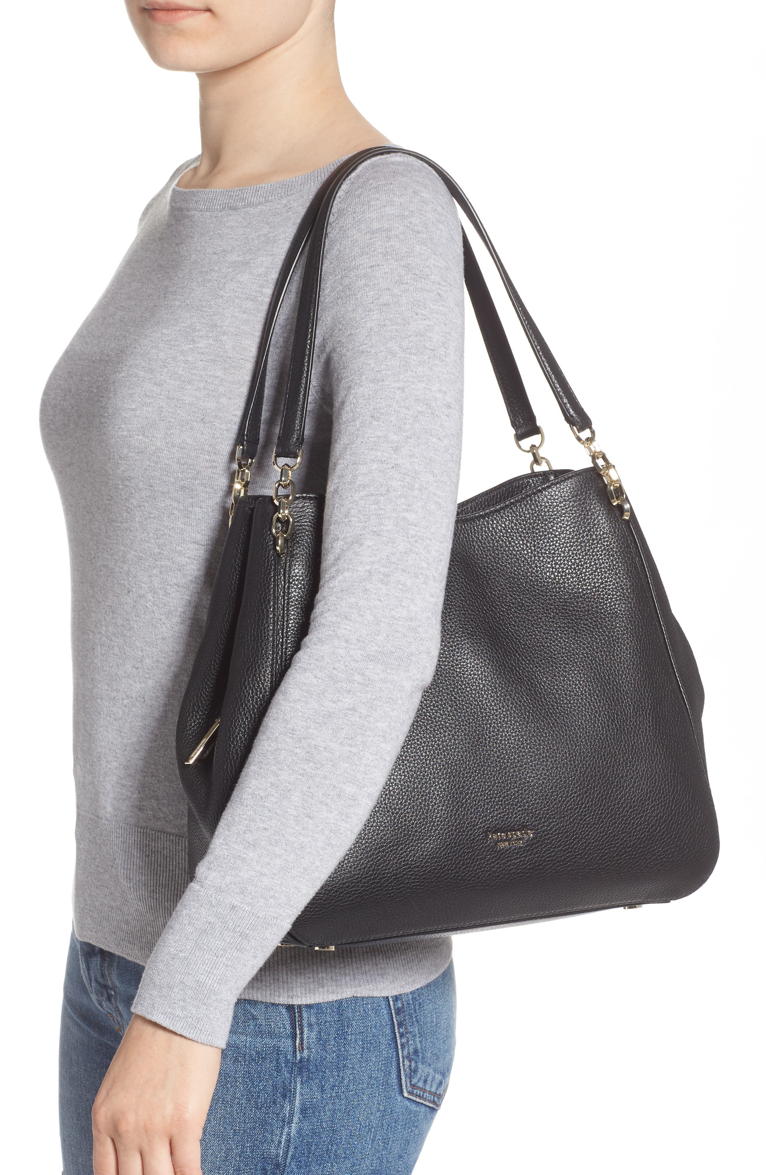 Kate Spade New York large hailey leather shoulder bag, Alternate, color, 