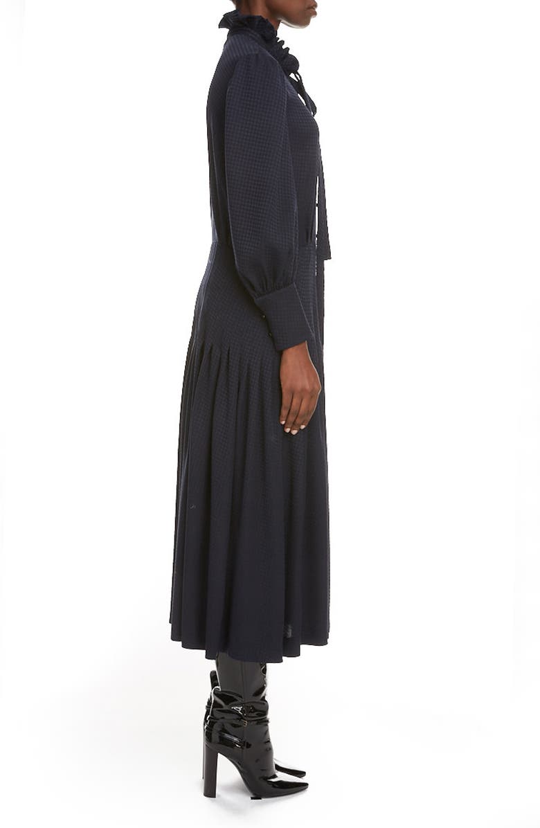 Saint Laurent Houndstooth Jacquard Long Sleeve Midi Dress, Alternate, color, 