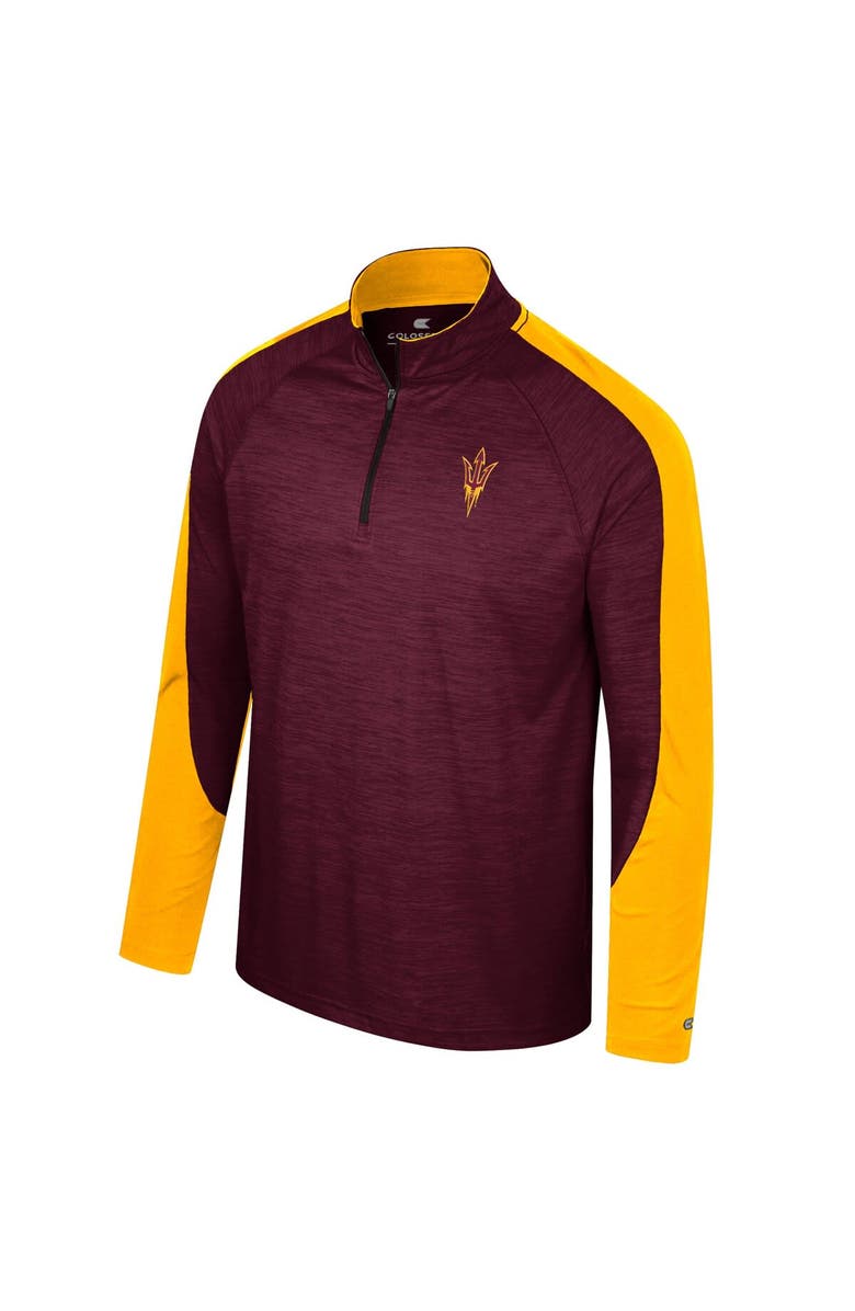 COLOSSEUM Men's Colosseum Maroon Arizona State Sun Devils Langmore Raglan Quarter-Zip Top, Alternate, color, 