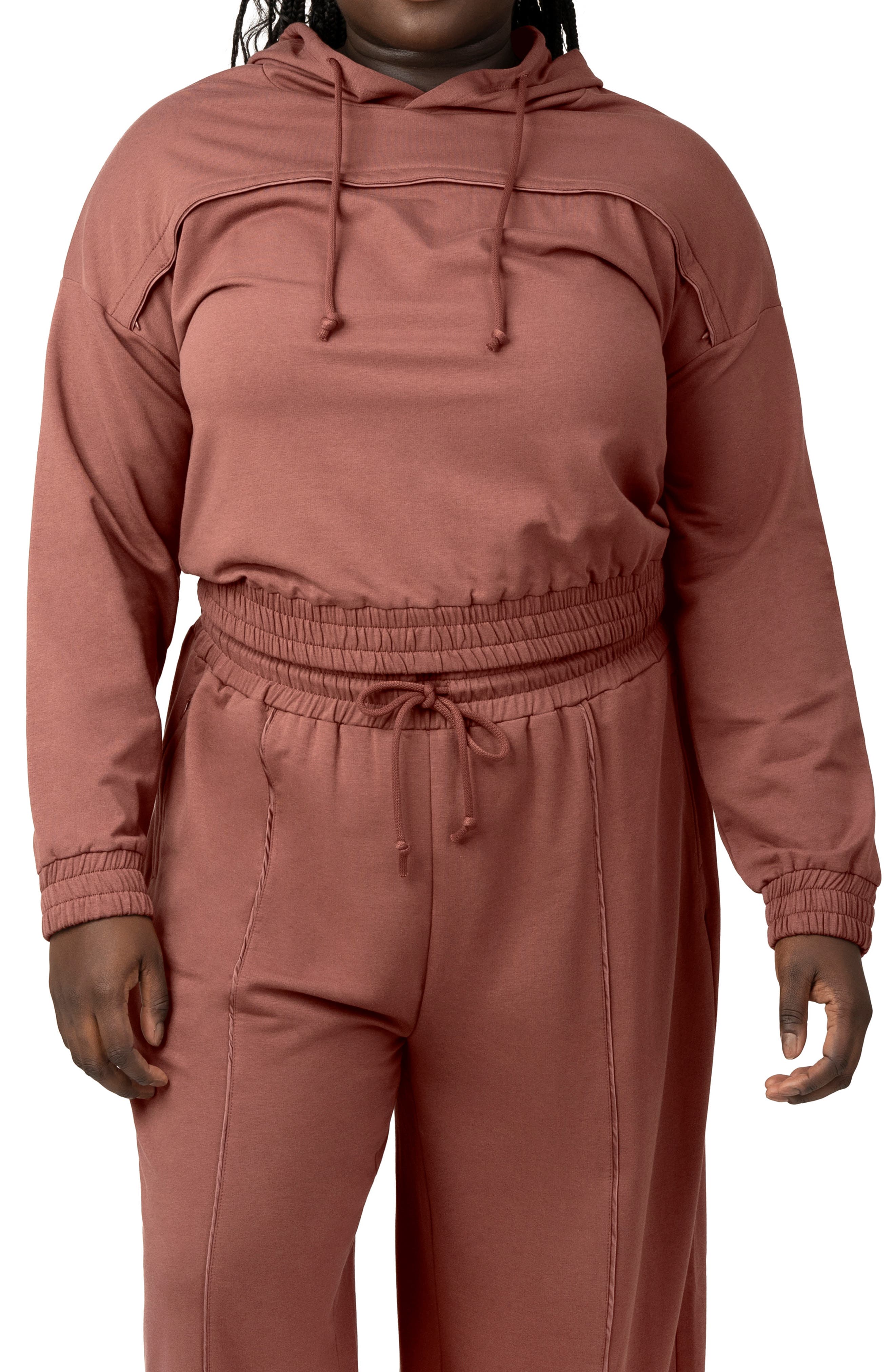 Kindred Bravely Mila Crop Maternity/Nursing Hoodie in Redwood 