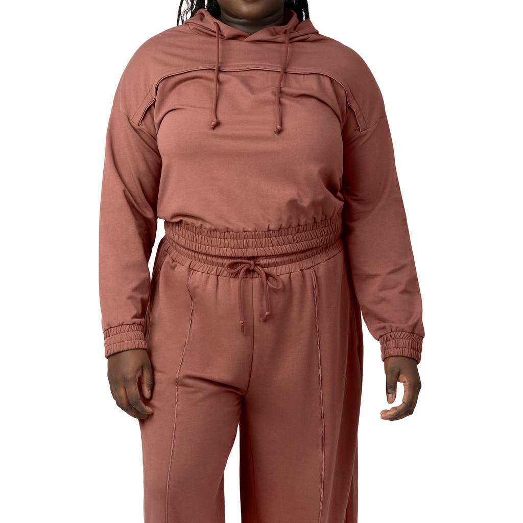Kindred Bravely Mila Crop Maternity/Nursing Hoodie in Redwood