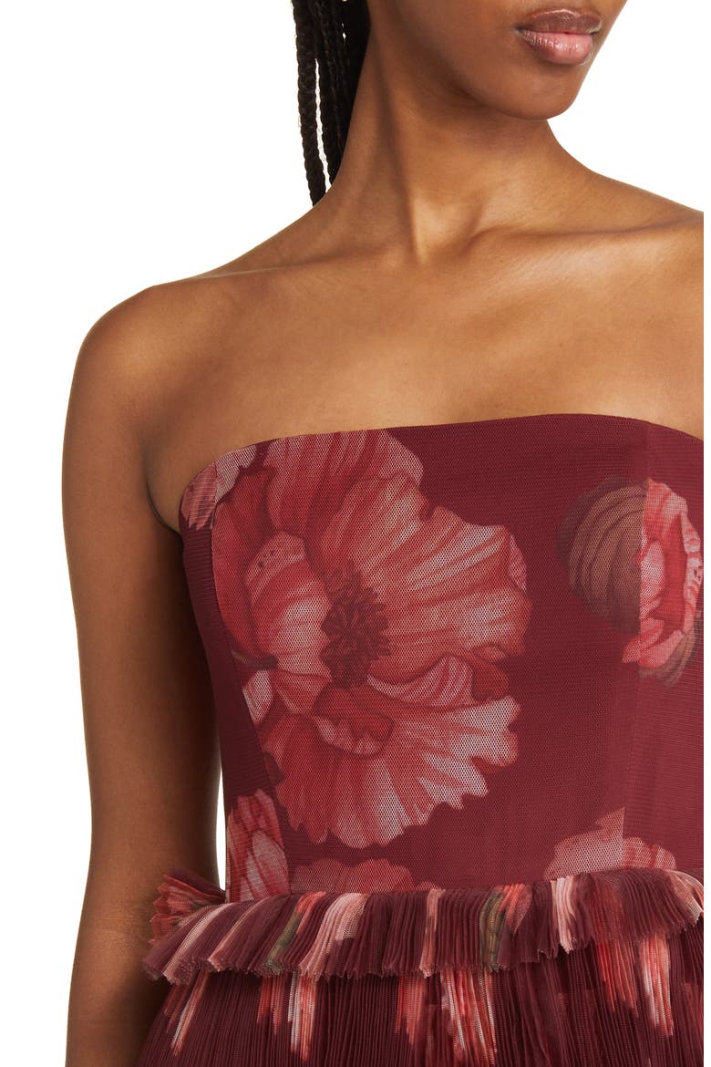 Nalina Tiered Strapless Maxi Dress, Alternate, color, WINE VINING PAINTED FLORAL