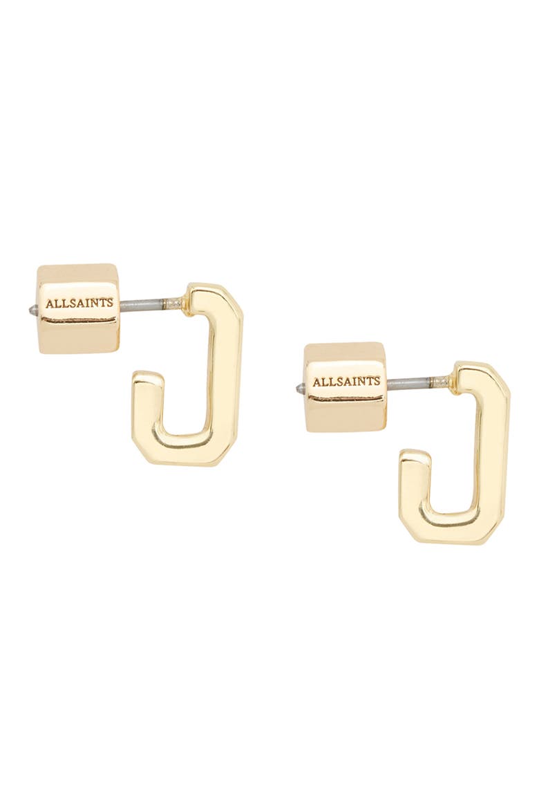 Set of 3 Hex Hoop Earrings, Alternate, color, GOLD/ RHODIUM