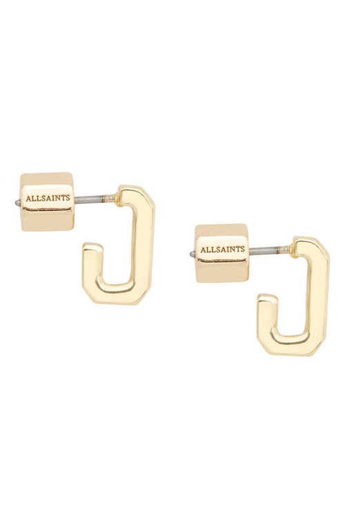 Shop Allsaints Set Of 3 Two-tone Hex Huggie Hoop Earrings In Two Tone