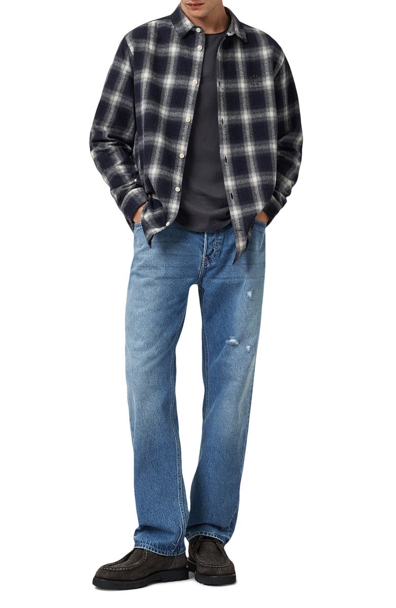 AllSaints Have Check Plaid Button-Up Shirt, Alternate, color, Azzurra Blue