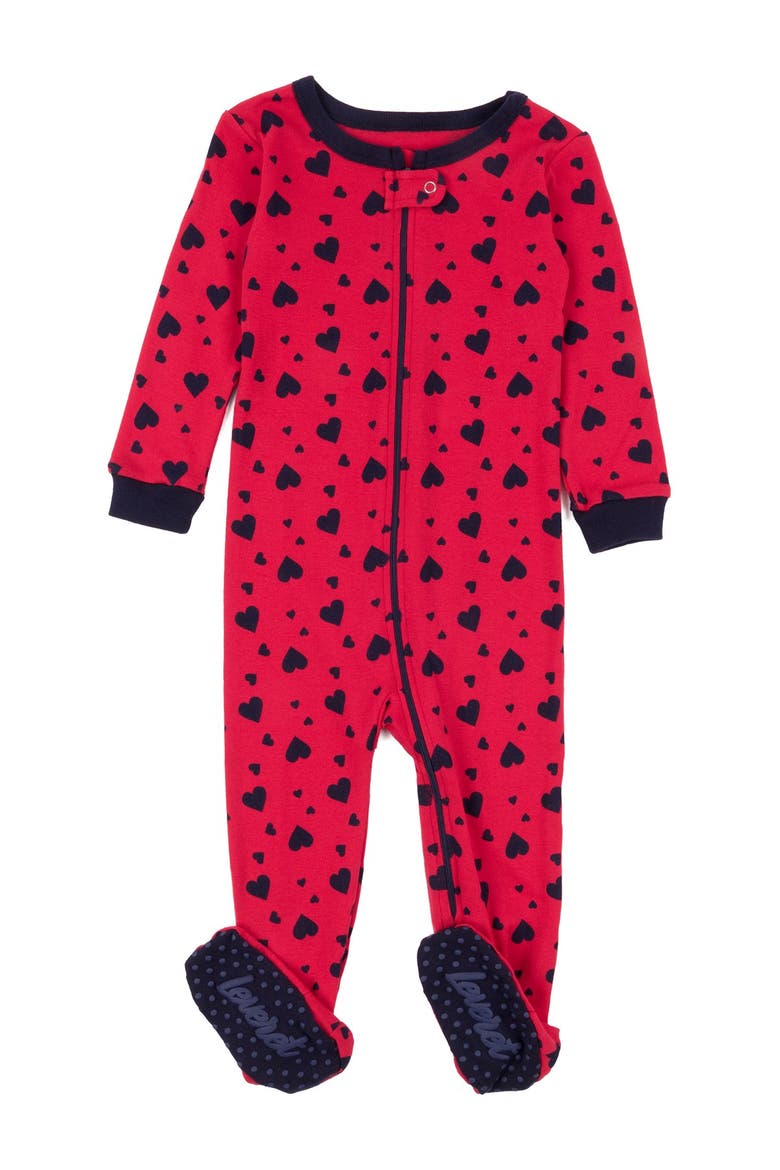 Hearts Footed Sleeper Pajama, Main, color, MULTI