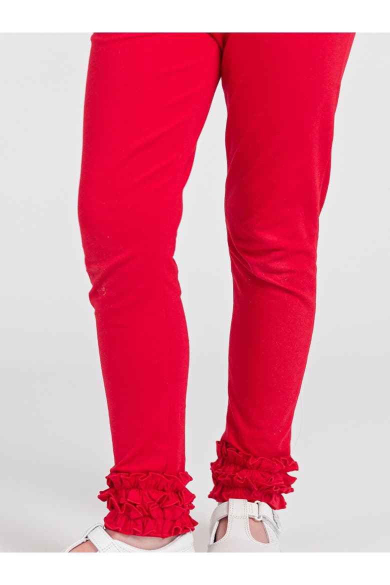 Girls Ruffle Leggings, Alternate, color, Red