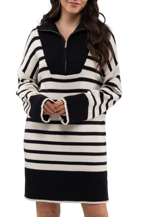Stripe Long Sleeve Sweater Dress