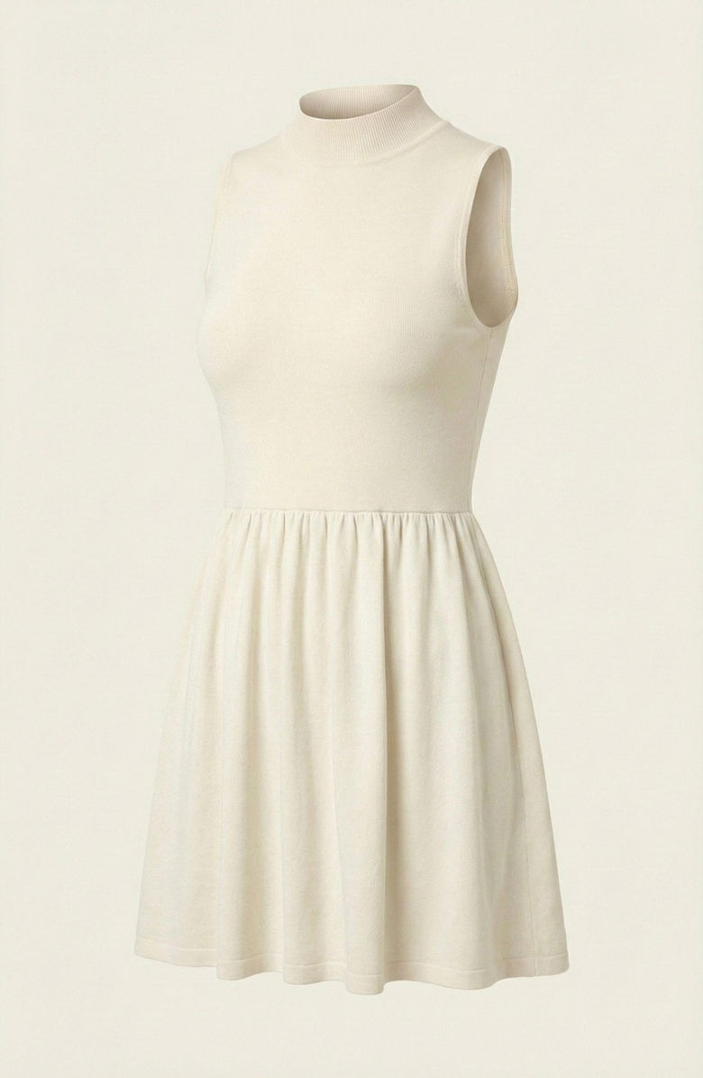 Modenaire Mock Neck Sleeveless Mini Dress, Alternate, color, Ivory