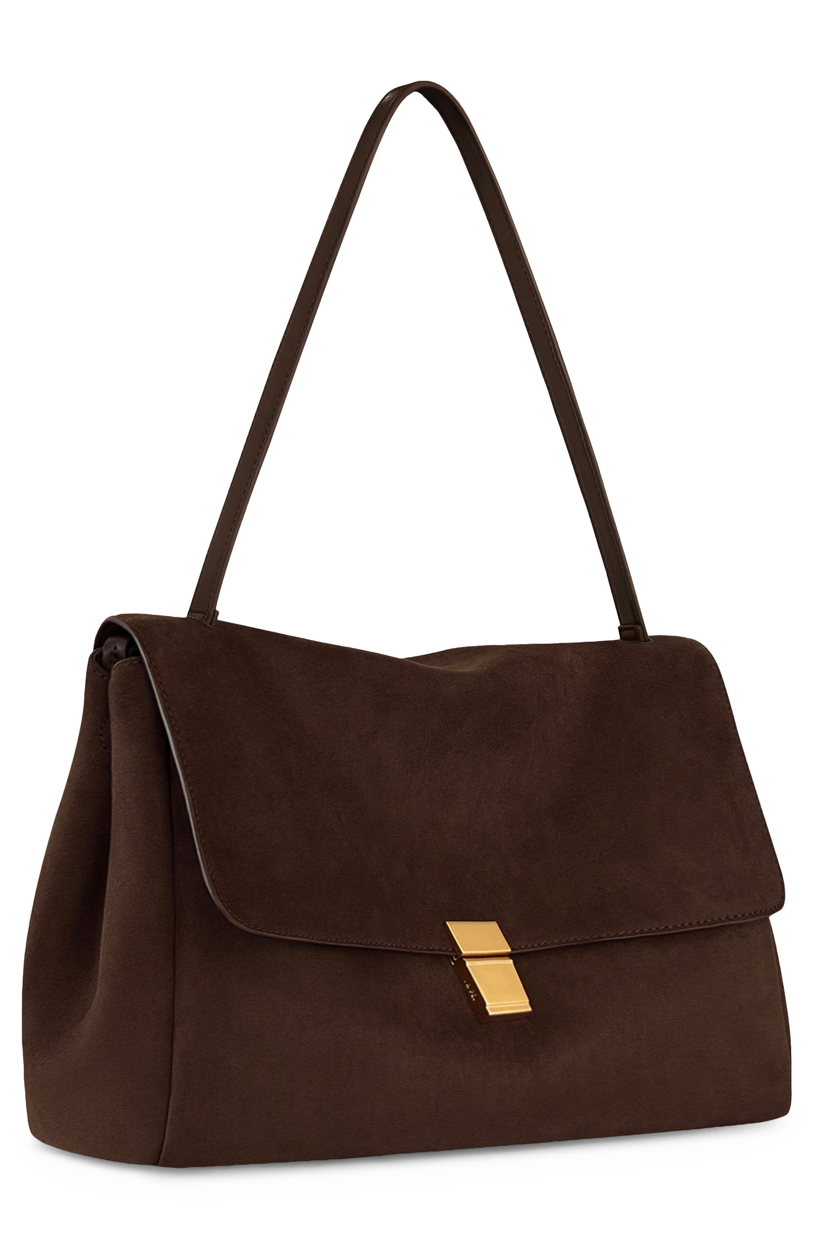 JW PEI Hilary Faux Suede Shoulder Bag, Alternate, color, Dark Brown