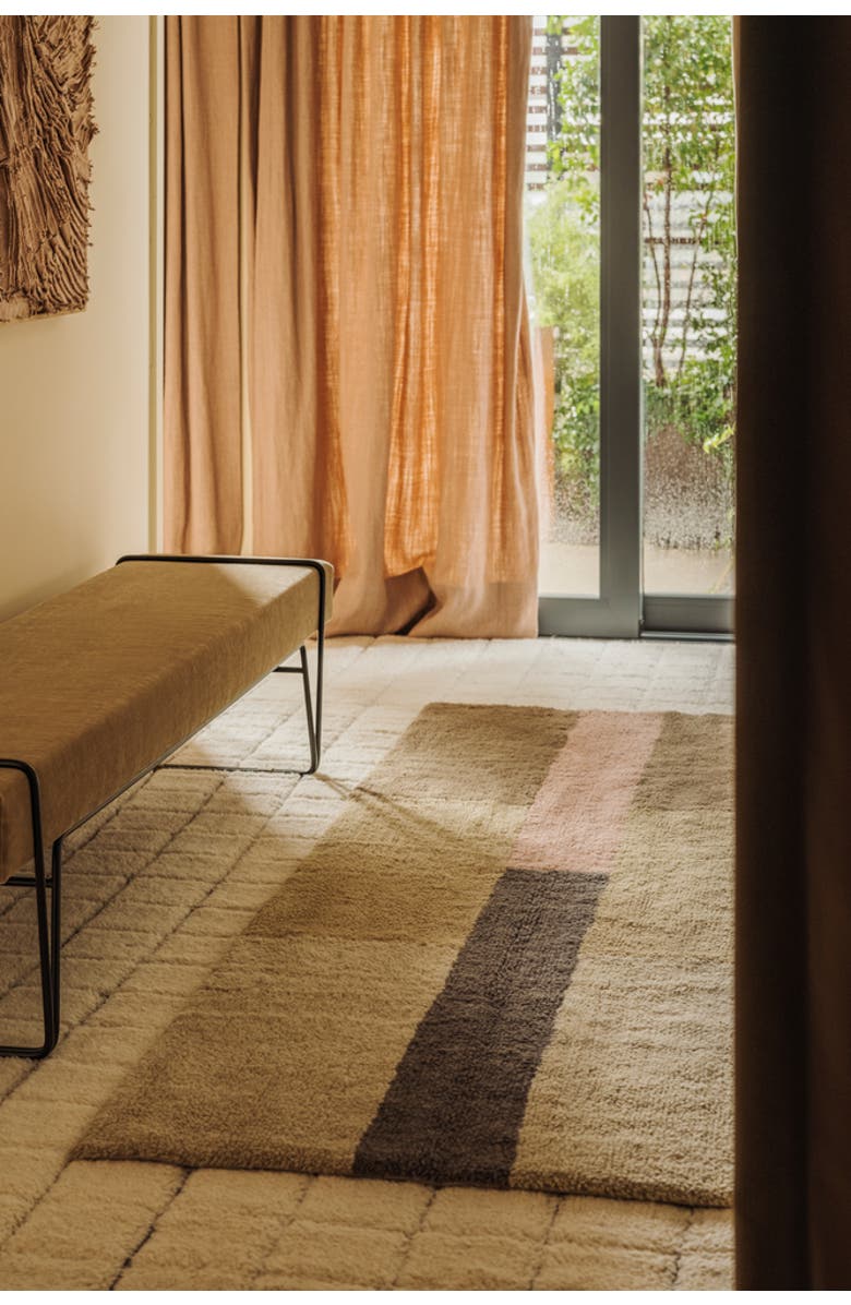 Lorena Canals Wool Rug Chroma Dusty Pink, Alternate, color, Natural , Charcoal, Pink