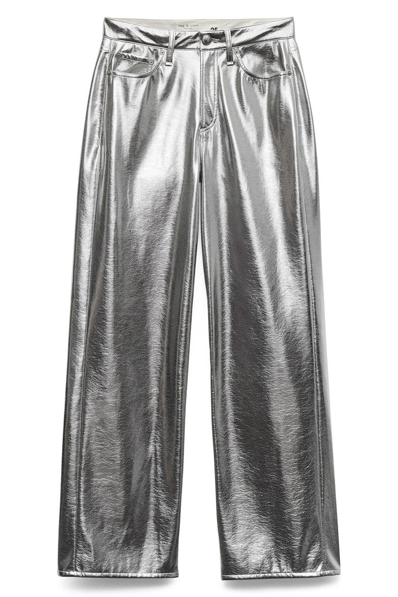 Logan High Waist Faux Leather Wide Leg Pants, Alternate, color, SILVR