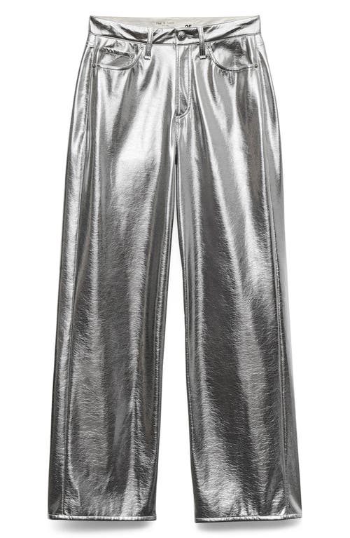Rag & Bone Logan High Waist Faux Leather Wide Leg Pants In Silver