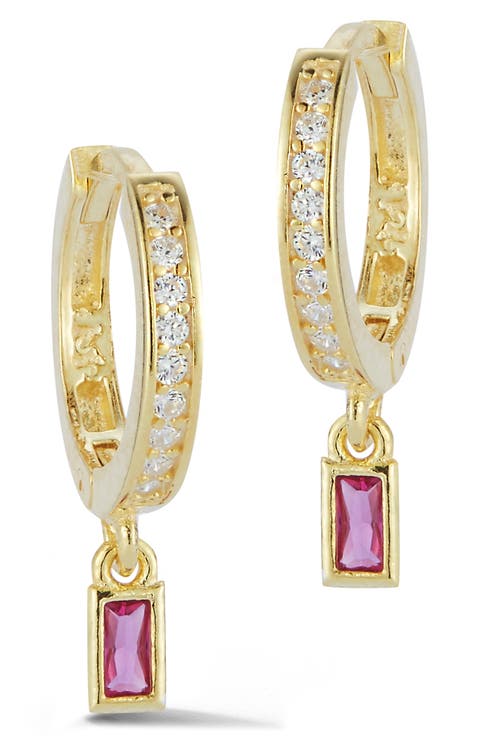 Baguette Drop Pavé Huggie Hoop Earrings