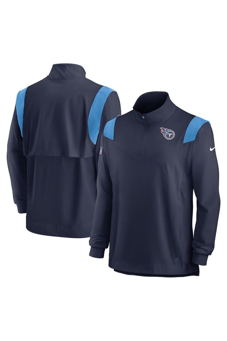 Men's Nike Navy Tennessee Titans Sideline Coach Chevron Lockup Quarter-Zip Long Sleeve Top, Main, color, Navy