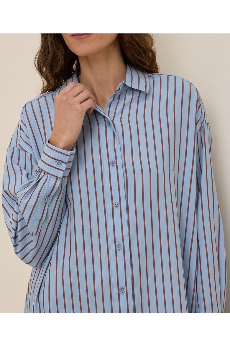 Organic Cotton Sunset Lightweight Cotton Oversized Shirt, Alternate, color, Del Mar Stripe