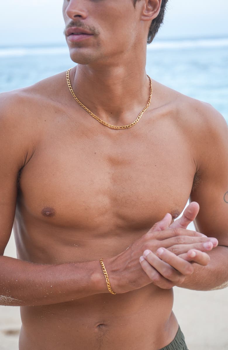 Estella Bartlett Men's Figaro Chain Bracelet, Alternate, color, Silver/ Gold