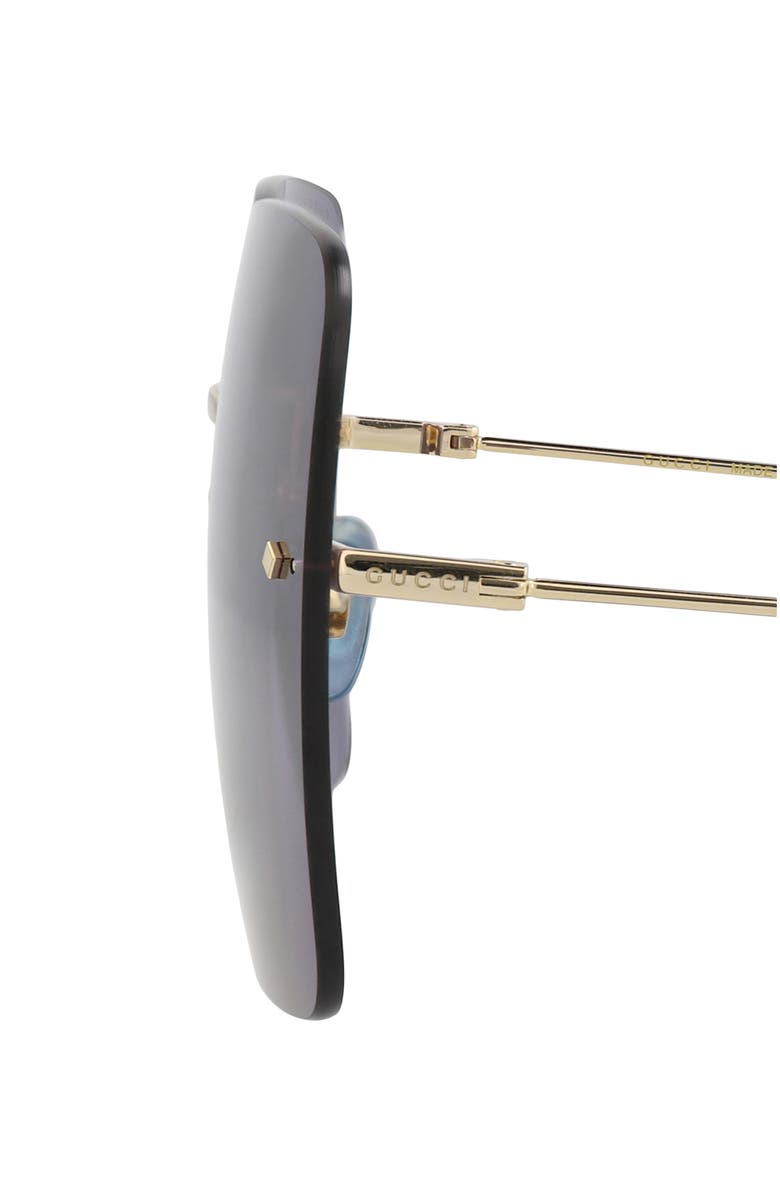 Gucci 62mm Square Sunglasses, Alternate, color, Gold Gold Blue