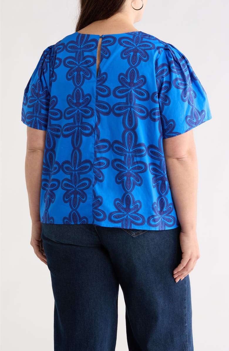 SUGARLIPS Romery Tilma Abstract Print Cotton Top, Alternate, color, Blue-Navy-Multi