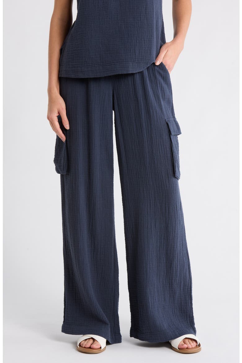 Cotton Gauze Cargo Pants, Main, color, NAVY BLUE
