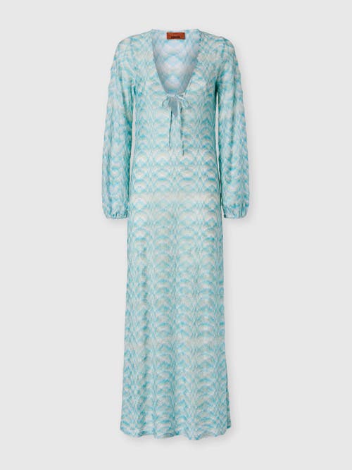 Missoni Long-sleeved Cover-up Dress In Shaded Lamé Viscose in White & Light Blue at Nordstrom, Size 42