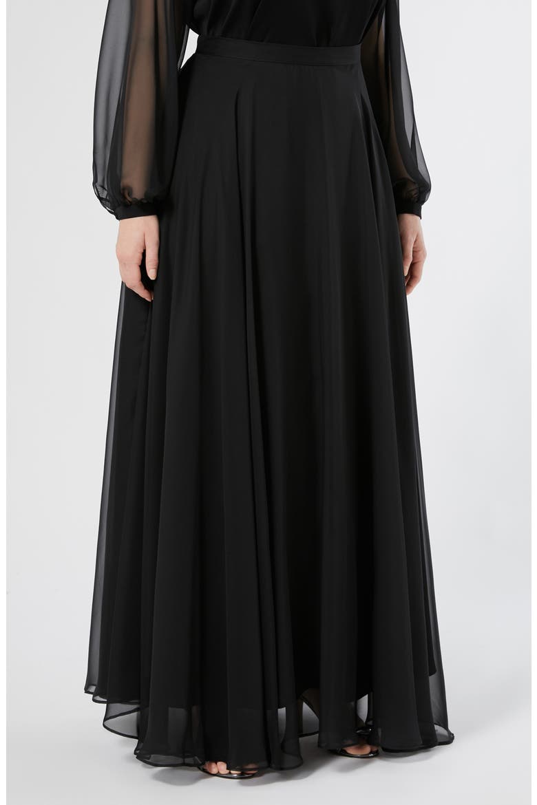Fontana Chiffon Maxi Skirt, Main, color, BLACK