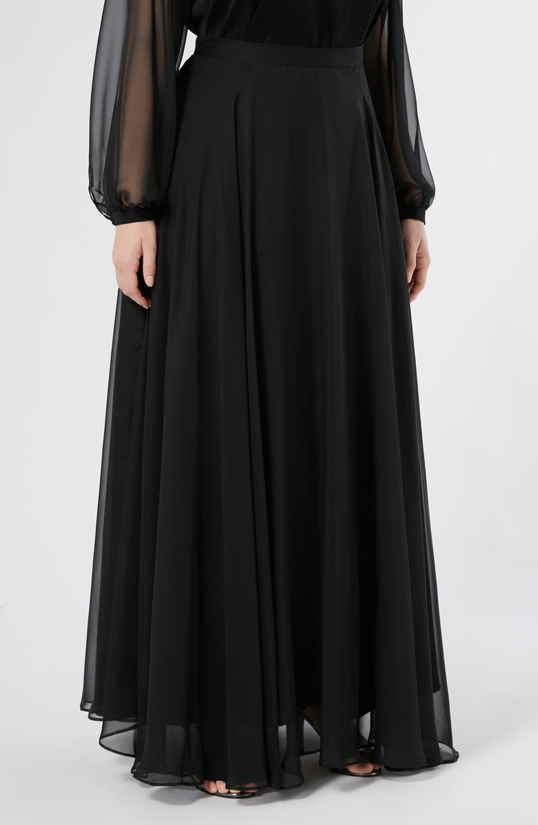 Marina Rinaldi Fontana Chiffon Maxi Skirt, Main, color, Black