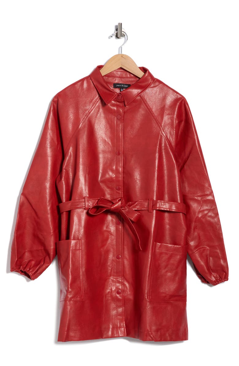 JACQUIE THE LABEL Bonrieux Faux Leather Shirtdress, Main, color, Red