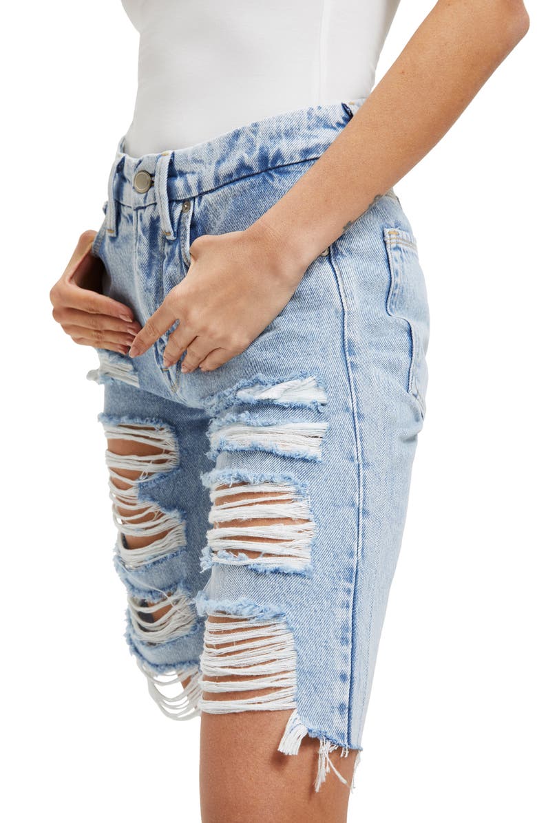 Good American Good '90s Extreme Rip High Waist Bermuda Shorts, Alternate, color,