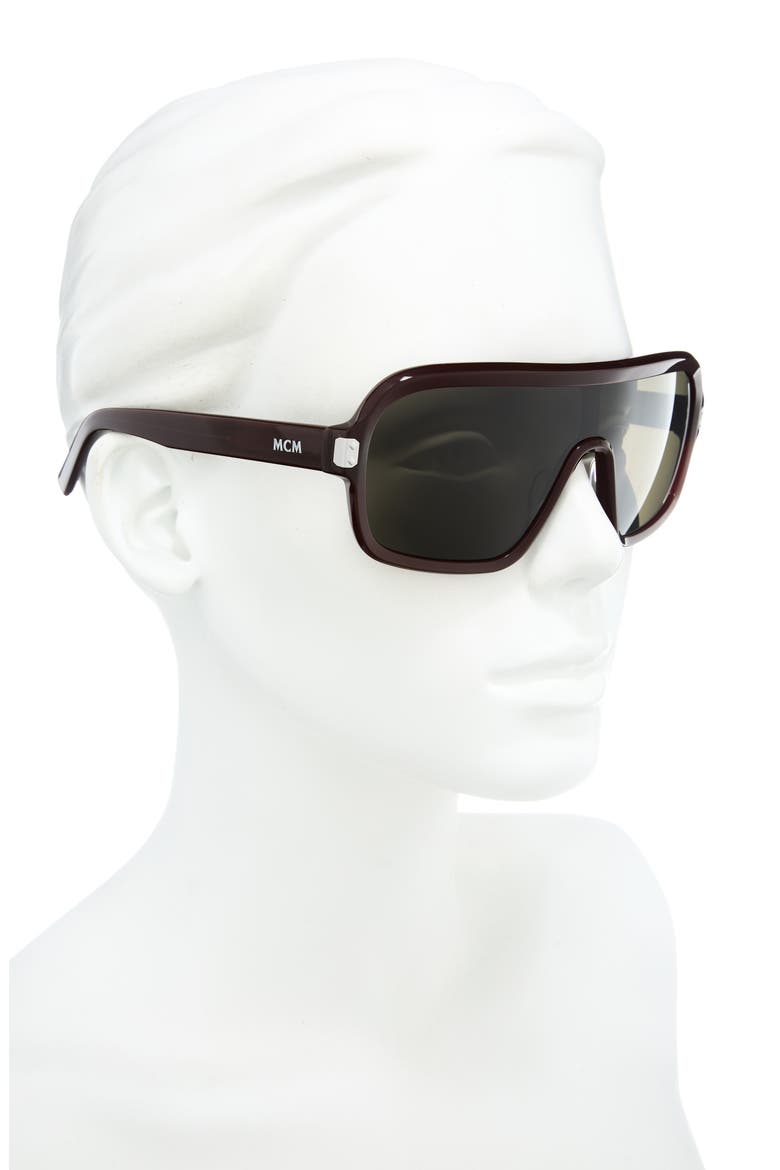 Shield Sunglasses, Alternate, color, SHINY DARK BROWN / GREEN