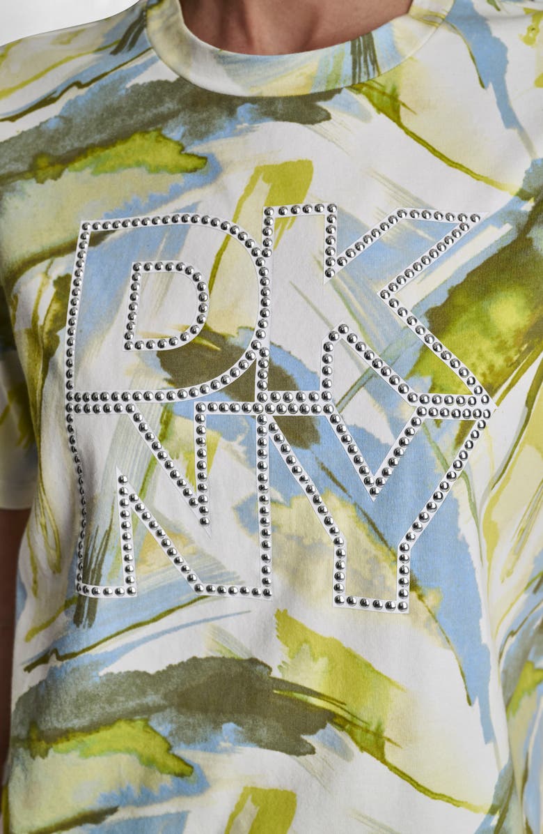 DKNY Studded Logo T-Shirt, Alternate, color, March Watercolor