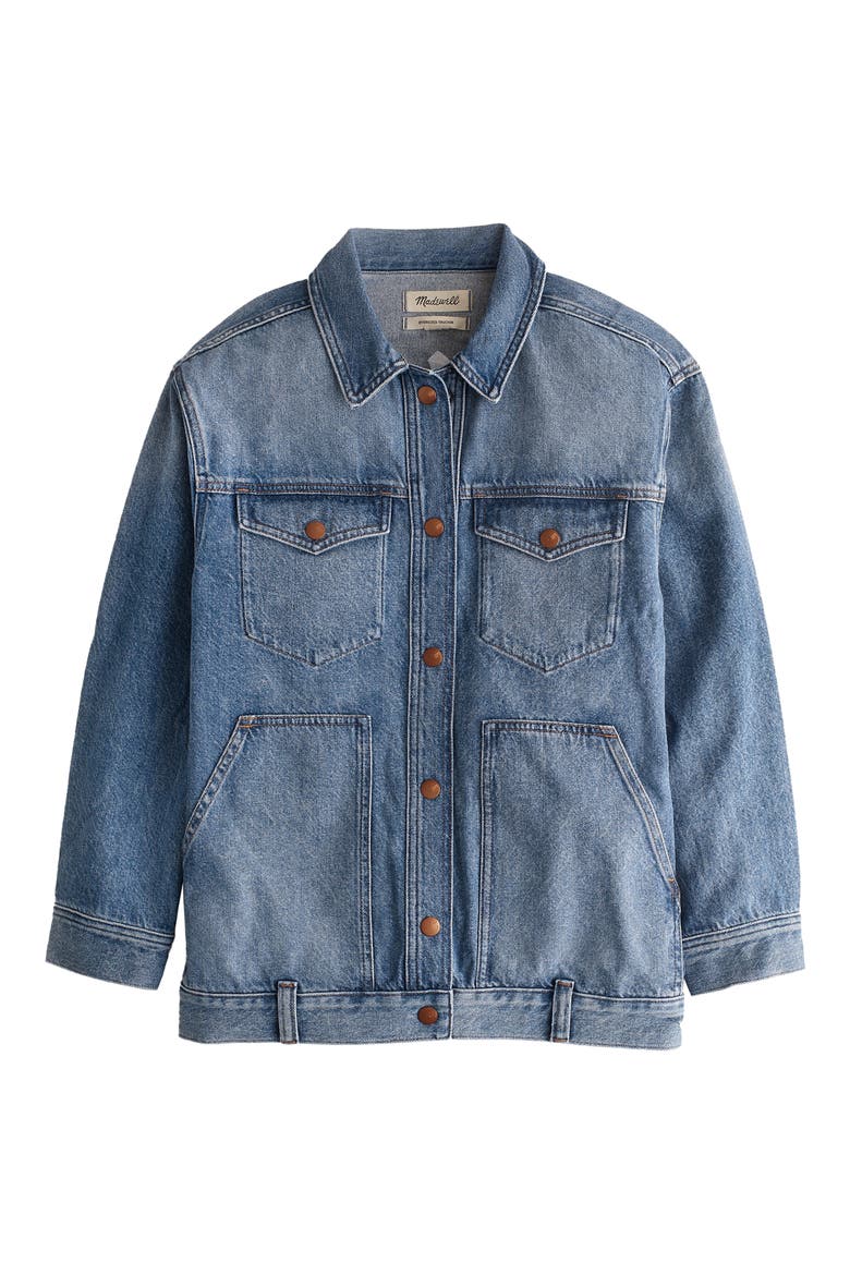 Oversize Trucker Jean Jacket, Alternate, color, SENTELL WASH