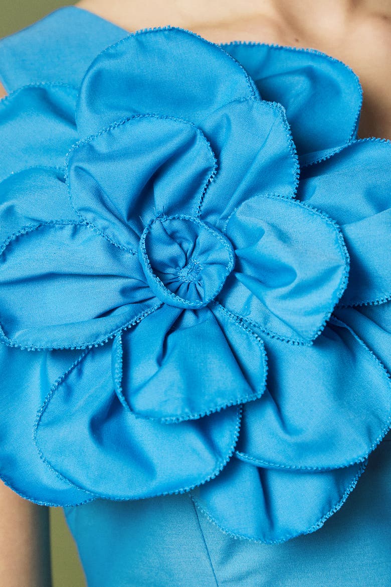 One Shoulder Corsage Midi Dress, Alternate, color, Blue