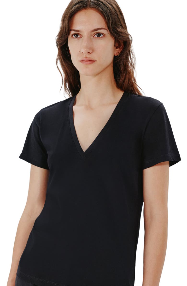 Another Tomorrow V-NECK TEE, Alternate, color, Black