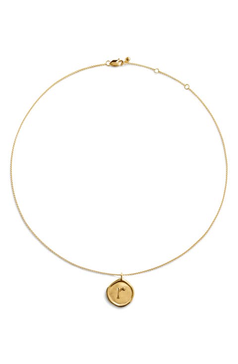 Initial Stamp Pendant Necklace