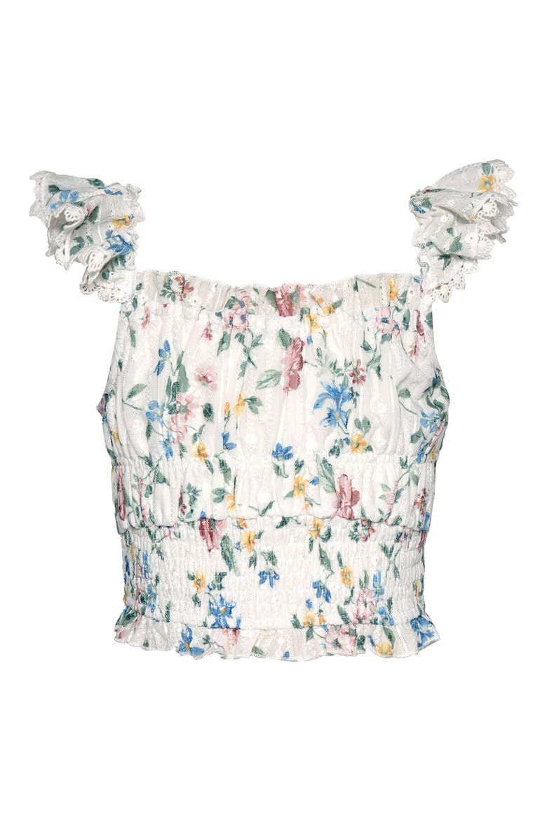 Kids' Print Crop Top, Main, color, WHITE MULTI