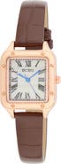 BCBG Square Face Faux Leather Strap Watch, 25mm