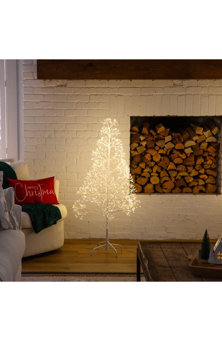 NEARLY NATURAL 4-ft Pre-Lit Artificial White  Starburst Tree with 800 Fairy Warm White LED Lights, Alternate, color, White