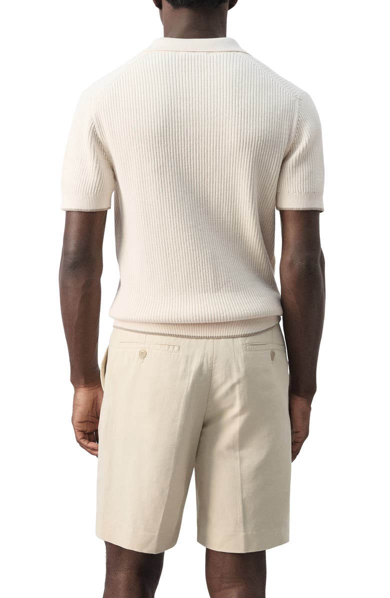 MANGO Tipped Cotton Blend Polo, Alternate, color, Sand