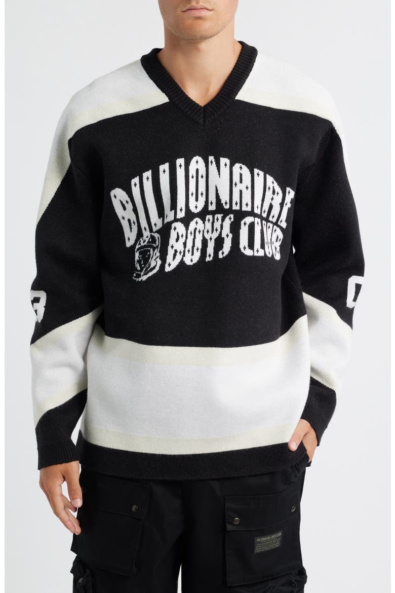 BB Puck V-Neck Jersey Sweater, Main, color, BLACK