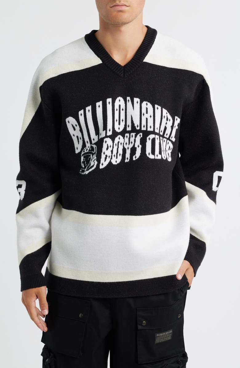 Billionaire Boys Club BB Puck V-Neck Jersey Sweater, Main, color, Black