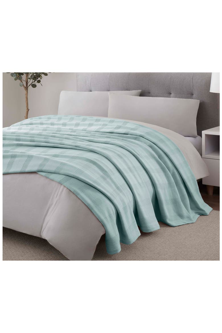 Textured Cotton Throw Blanket, Alternate, color, LIGHT BLUE