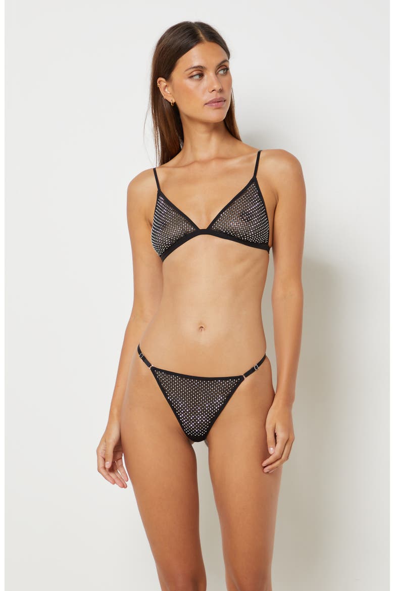 Divine Rhinestone Unlined Bralette, Alternate, color, BLACK
